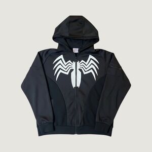 Marvel Bioworld Venom Spider-Man Full Zip Hoodie Black White Logo XXL
